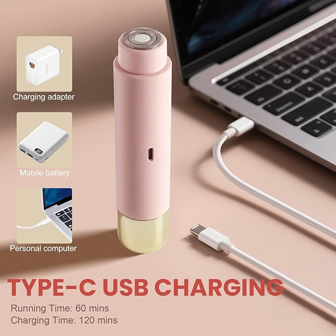 Electric Bikini Trimmer for Women - Dermave Bikini Shaver, Dual Head Shaver Women, 2-in-1 (Pink)