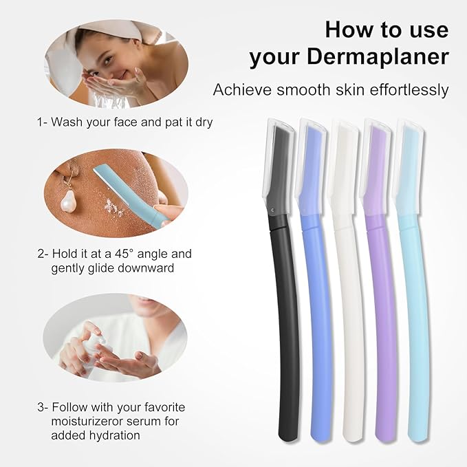 Precision Dermaplane Razor, Face Razors for Women and Men, Eyebrow Razor, Dermaplaning Tool, Peach Fuzz Remover, Skin-friendly Microblades with Protective Cap