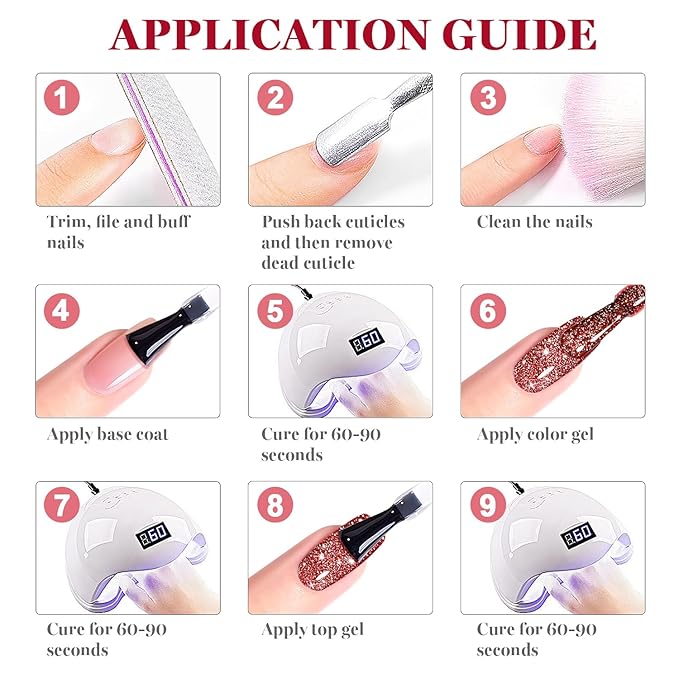 RARJSM Red Reflective Glitter Gel Nail Polish Holographic Rainbow Iridescent Sparkle Flash Diamond Shimmer LED UV Soak Off Gelpolish Nail Art Manicure Salon DIY at Home 1pcs 7.5ml