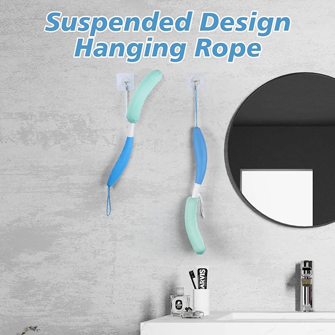 Back Scrubber for Shower,Mesh Sponge Body Shower Brush with Long Handle for Use in Shower Back Scrubber,Back Scrub for Exfoliating Body Scrubber or Shower Brush (Green and Green)