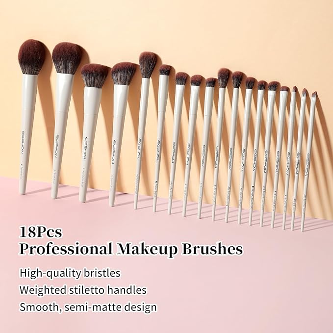EIGSHOW Makeup Brushes, 18Pcs Professional Make Up Brush Set with Lables, For Foundation, Blush, Contour, Eyeshadow, Eyeliner, Cruelty-Free Vegan (MUA PRO)