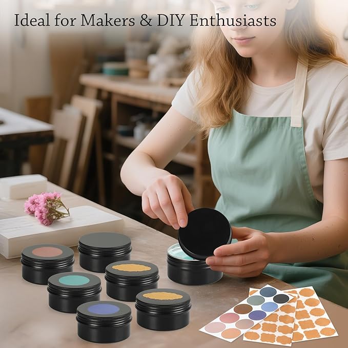 3oz Tins with Lids, 40 Pack Aluminum Tin Containers with Lids, Round Salve Tins Metal Tin Container, 3 oz Tin Cosmetic Sample Containers Tea Cans Bulk Food Storage Jars Candle Travel Tins