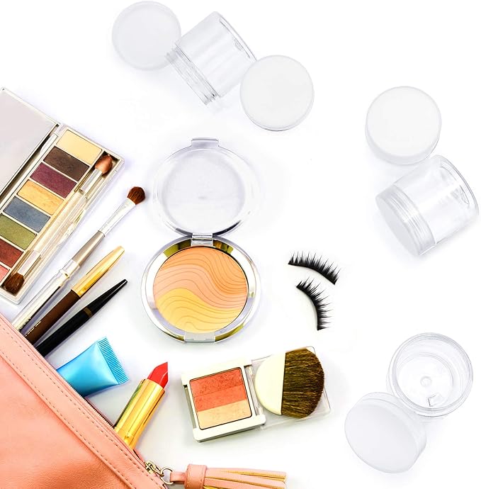 SATINIOR 24 Pieces Empty Clear Plastic Jars with Lids Round Storage Containers Wide Mouth for Beauty Product Cosmetic Cream Lotion Liquid Butter Craft and Food(Clear Lid,3 oz)