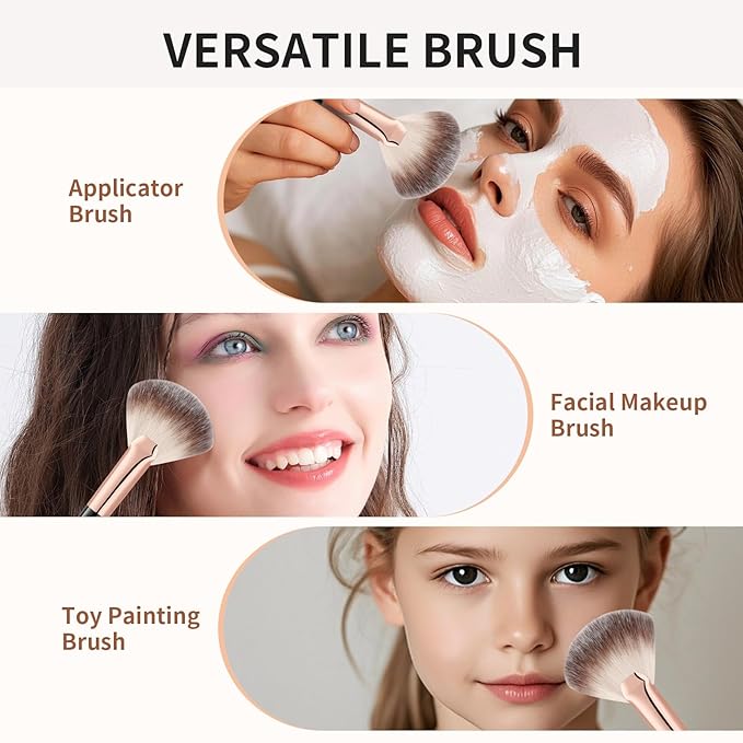 docolor Highlighter Brush Fan Brush Blush Brush Setting Makeup Brush Face Makeup Brush Synthetic Bristles For Powder, Bronzer, Highlight, Contour, Professional Make Up Brush Wooden handle