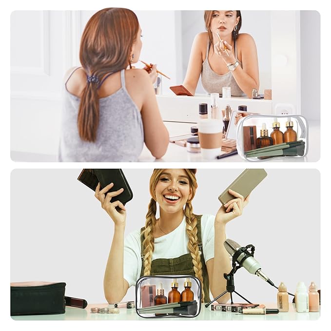 Weewooday 12 Pieces Clear Makeup Bags Cosmetic Storage Bags PVC Zipper Pouches Travel Waterproof Makeup Plastic Case for Women Organizing Toiletries Traveling Bathroom(Medium,Multicolor)