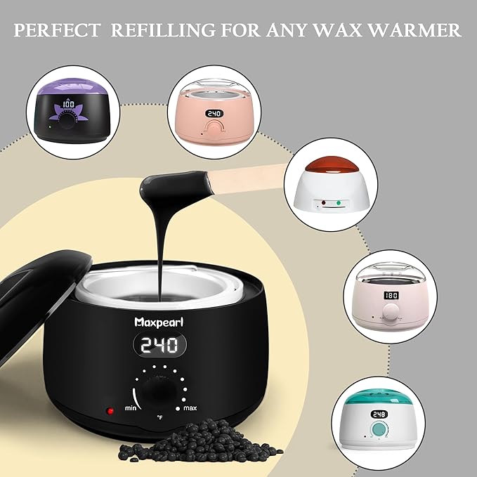 Maxpearl 2.5LB Hard Wax Beads for Hair Removal, Men’s Coarse Hair Formula - Brazilian Waxing, Sensitive Skin, Face, Underarms, Legs, Back, Chest and More, with 20 Applicators, Black