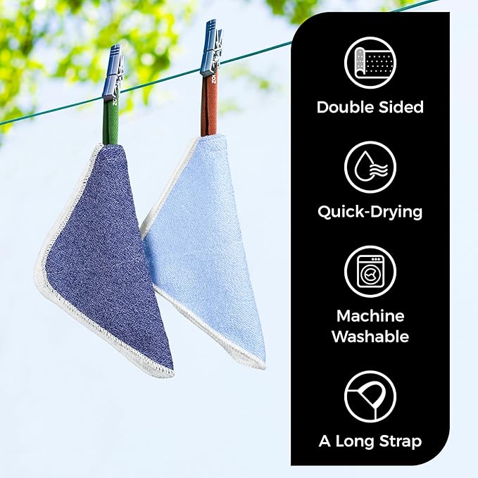 ZOMCHI Exfoliating Wash Cloths for Face and Body, Dual Sided Scrub Bath Cloth, Shower Wash Cloth for Men and Women, 2 Count (Rough and Gentle)