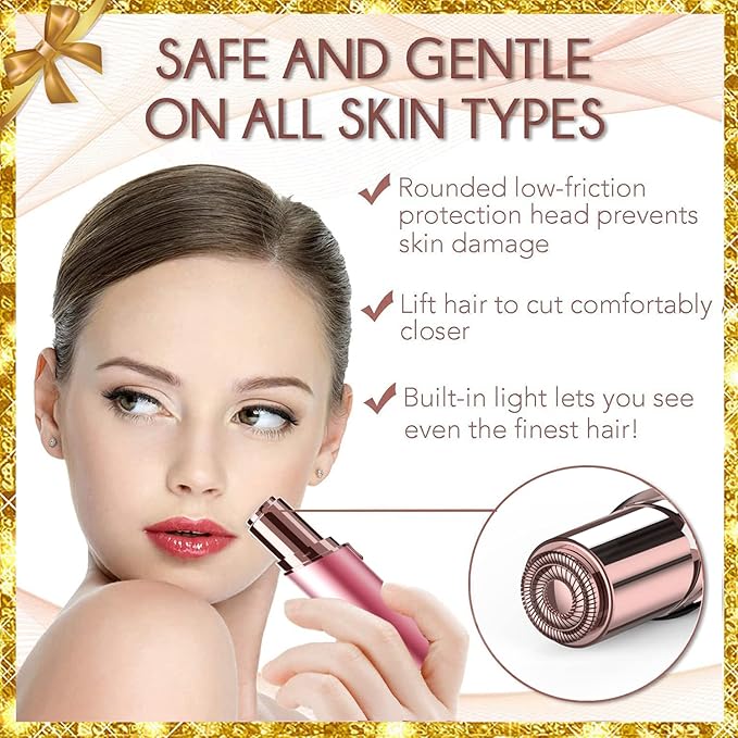 Gurelax Facial Hair Remover for Women (with 2 x Replacement Heads) - Hair Removal Device As a Gift for Mom/Wife/Girlfriend