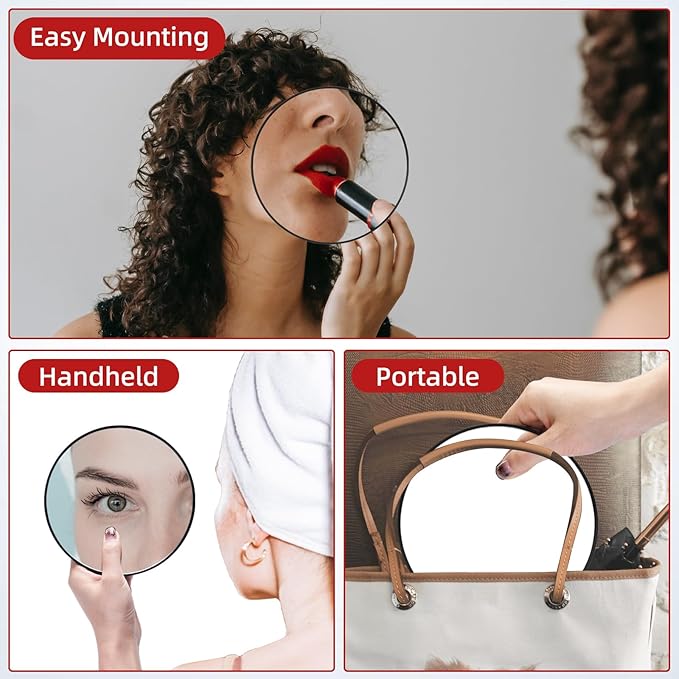 30X Magnifying Mirror, Round 30X High Magnification Mirror, Large Magnifying Mirror with 3 Suction Cups, 30x Makeup Magnifying Mirror with Tweezers, Travel Magnificaition 30X Handheld Magnified Mirror