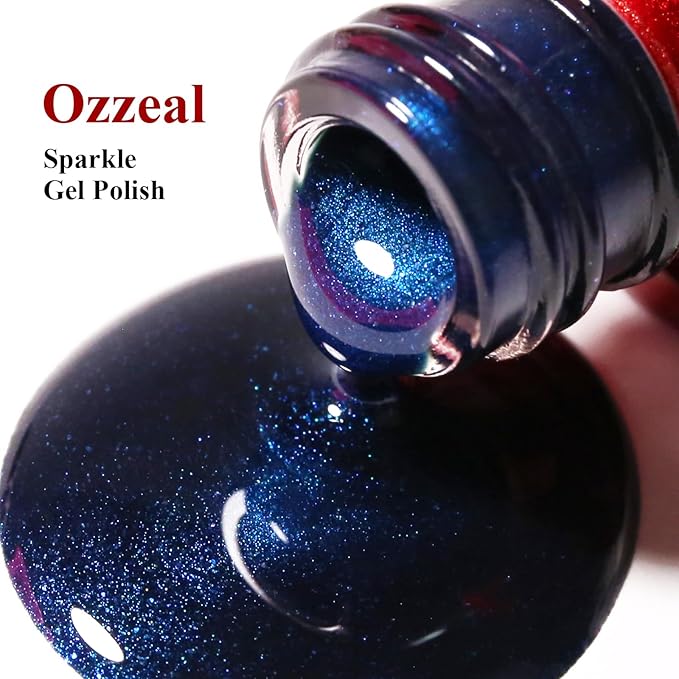 Pearl Gel Nail Polish, 0.5 Fl Oz Navy Blue Glitter Pearl Gel Nail Polish Sparkle Shimmer Fall Winter for Art DIY Manicure Soak off LED UV
