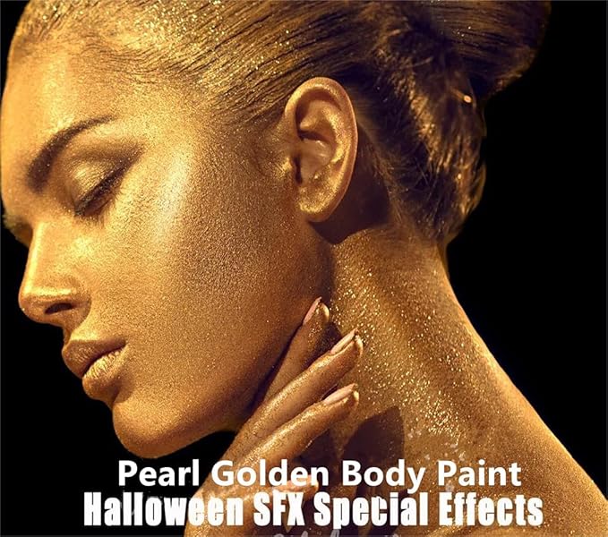 Go Ho Cream-Blendable Gold Face Paint (1.06 oz),Waterproof Gold Face Paint Stick for Halloween Cosplay Zombie Vampire Skeleton Clown SFX Makeup,Gold Eye Black Stick