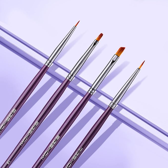 EIGSHOW Eyeliner Brush Set, Ultra Fine Gel Eyeliner Brush for Precision Eye Liner, Eyebrow Filling, Face Painting, 4 Pieces