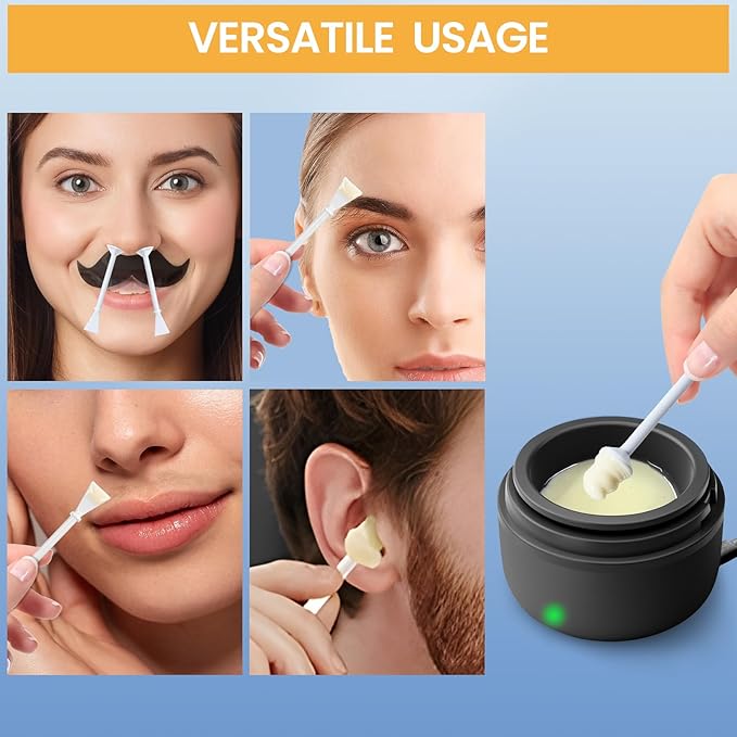 60 Pcs Nose Wax Sticks, Hair Wax Applicator with Disposable Spatulas for Nostril Cleaning, Ear Face Hair Removal for Men Women, Painless
