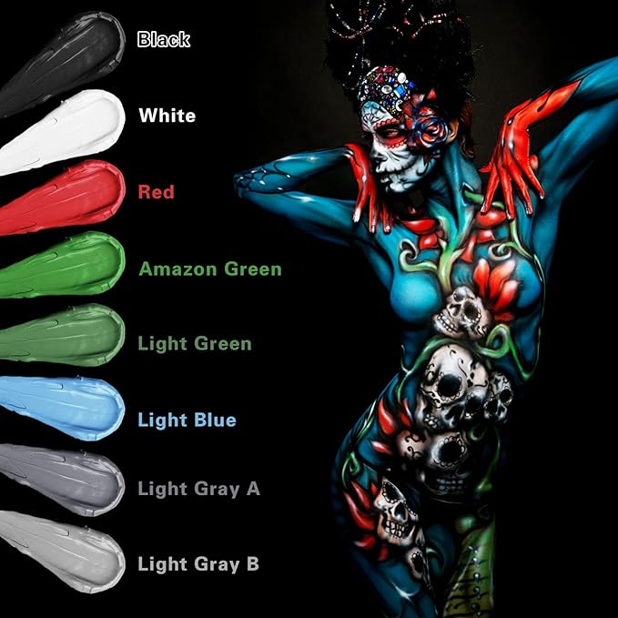 Go Ho Amazon Green Face Paint Washable for Halloween Makeup,Creamy to Gel Water Based Green Body Paint Full Coverage for Adults Children Cosplay SFX Costumes Festivals Makeup,25g