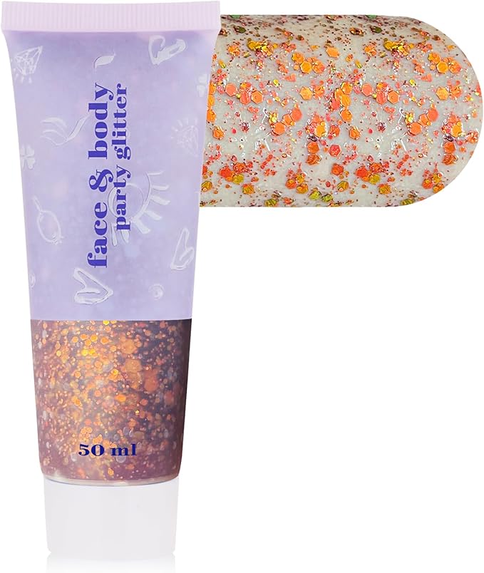 MEICOLY Chameleon Sunset Red Body Glitter,Chunky Glitter Paint,Color Changing Mermaid Face Glitter Gel,Holographic Glitter Sequin for Face Body Hair,Halloween Festival Party Glitter Makeup,50ml