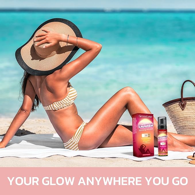 Self Tanner Mousse Kit – Light Medium Glow Sunless Tanning Foam - Flawless & Streak-Free Watermelon Scent Fake Tan Mousse with Mitt for White Pale Skin 6.76 fl. oz