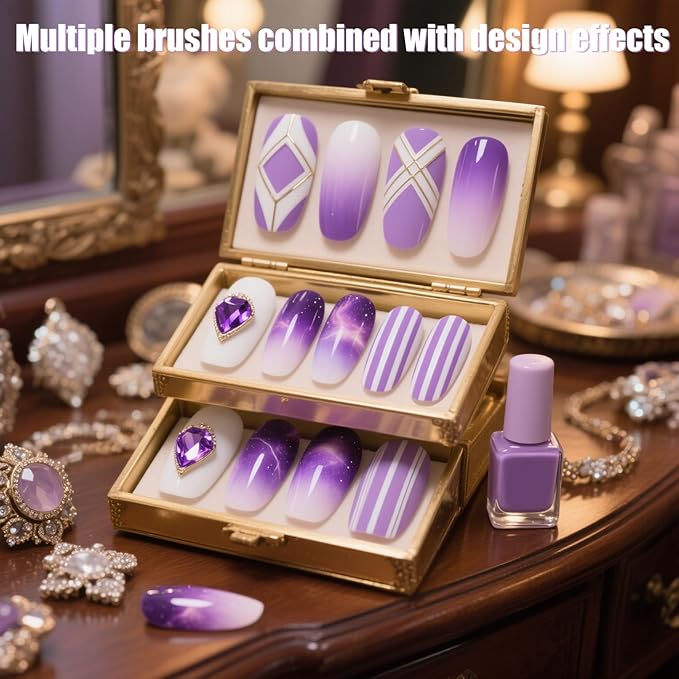 Artdone 28pcs Nail Art Brushes, Nail Art Tool Set, Dotting Tools, Dust Brush,Striping Brushes for Long Lines, Drawing Pen For Gel Polish Design supply