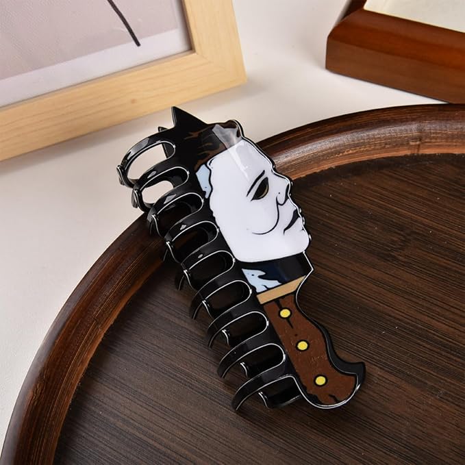 1Pcs Halloween Hair Claw Clips VGNRAR Ghost Halloween Hair Clip Black White Gothic Design Acrylic Claw Clips Fun Cartoon Large Hair Clips for Hair Horror Hair Accessories for Women Holiday Party Decor