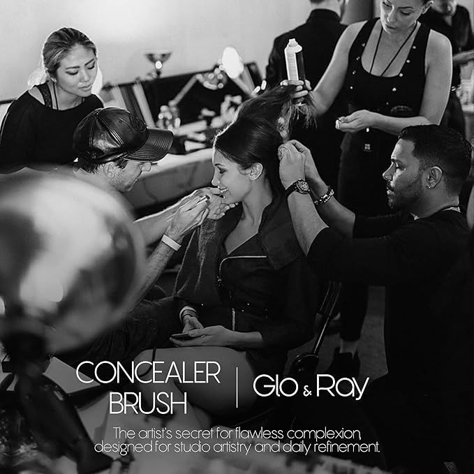 GLO&RAY Angled Concealer Brush with Cap – Flat Top Synthetic Makeup Brush for Under Eye, Spot Coverage, Travel Size Concealer Blending Tool for Liquid & Cream Application (Pink)