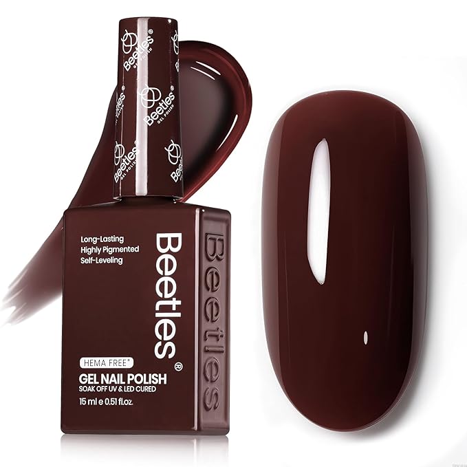 Beetles Burgundy Red Gel Polish - 15ML Hema-Free Maroon Wine Dark Red Gel Nail Polish High Gloss Soak Off Merlot Wine Fall Uv Nail Polish Manicure Salon Color Bottle 0.51 Fl Oz