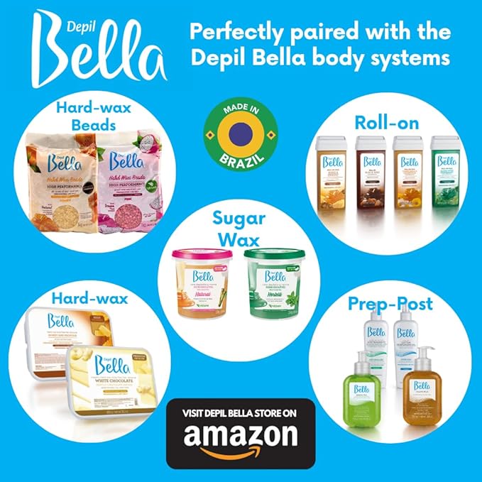 Depil Bella Brazilian Roll On Wax Honey and Propolis Depilatory | Body Waxing, Hair Removal Wax-Cartridge | Men and Women | Home Self Waxing | Sensitive Skin | Dermatologically Tested | (2 PACK)