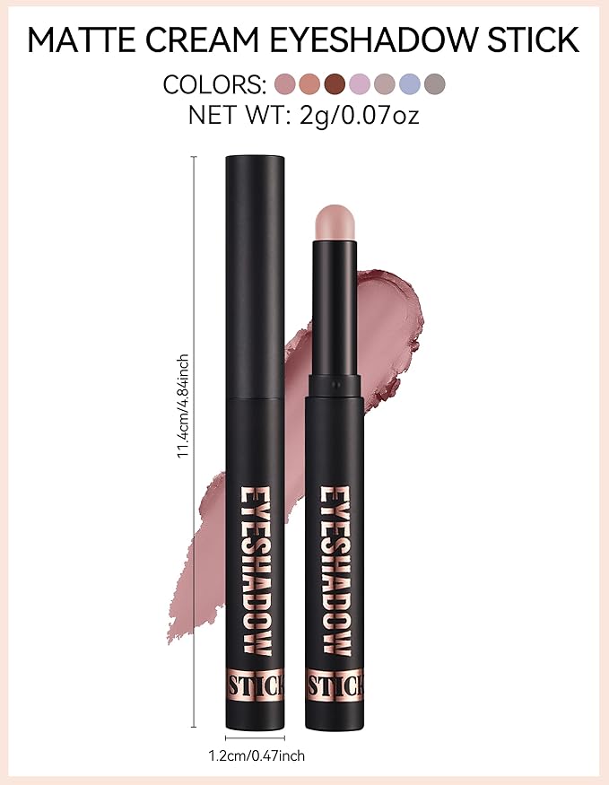Erinde Waterproof Cream Eyeshadow Stick, Matte Nude Eye Shadow Sticks, Longwear Blendable High Pigmented, Neutral Eye Shadow Sticks Matte for Older Eyes, Smokey Eyeshadow Pencil Crayon, 21 Gray Brown
