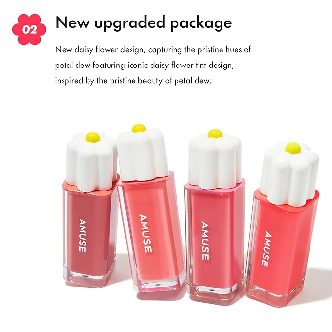 Amuse SEOUL Daisy Flower Dew Tint 06 FIG DEW | 35% High-moisture Water Tint, Long-lasting, Vitamin E Acetate, Moisturizing, No Peel Off, Lip Treatment, Non Sticky, Korean Lip Tint for Dry Lips