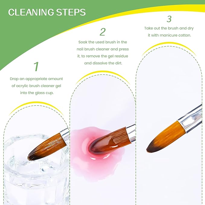 Aijimei 60ml/2fl.oz Nail Brush Cleaning Solution, Nail Art Brush Restorer Quick Clean, Gel Acrylic Nail Brush Cleaner, Use for DIY (Rose)