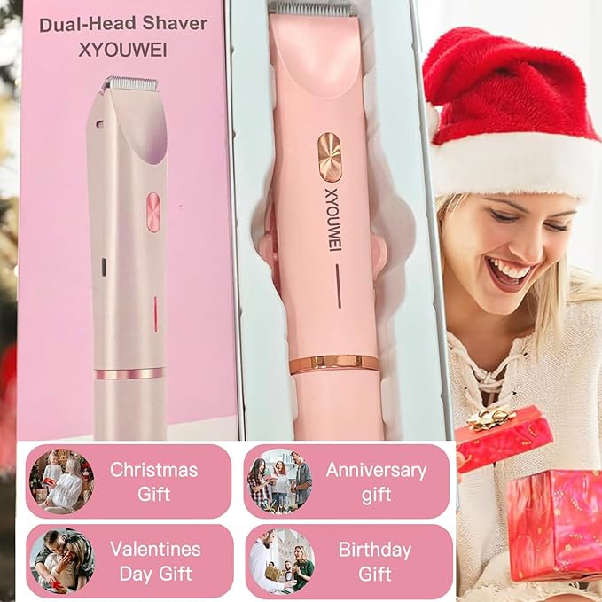 Electric Shaver for Women, 2 in 1 Bikini Trimmer, USB Rechargeable Electric Razors Body Hair Trimmer for Face Leg Bikini Underarm Arm