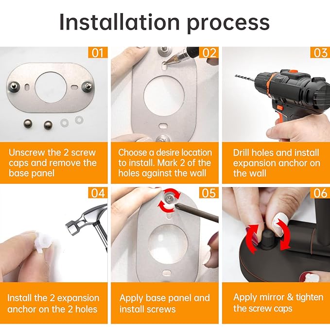 Funtouch 9" Wall Mounted Lighted Makeup Mirror, Rechargeable Double Sided 1X/7X Magnifying Mirrors with Light, 3 Color Lights, Touch Dimmable, Extended Arm 360 Rotation Oval Shaving Light up Mirror