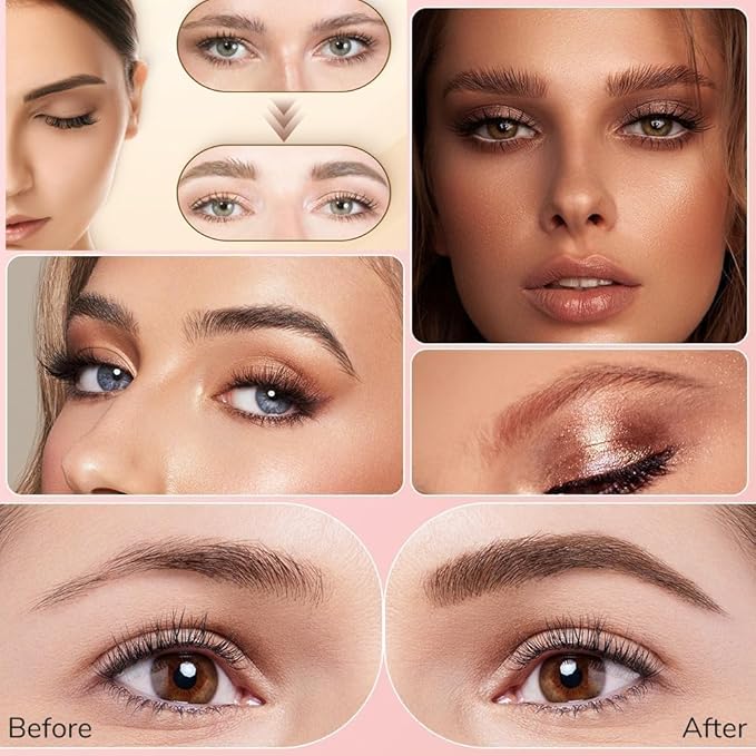 Microblading Eyebrow Pen, 2025 New Premium Waterproof Eyebrow Pencil, Eye Brow Pen with 4 Tip, Long-Lasting Natural Magic Eyebrow Makeup Fine Stroke Contouring Pencil Stay on All Day (Black)