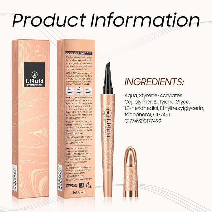 Microblading Eyebrow Pen - Long Lasting Waterproof Brow Pencil With Micro-Fork Tip Applicator and Stays on All Day (Light Brown)