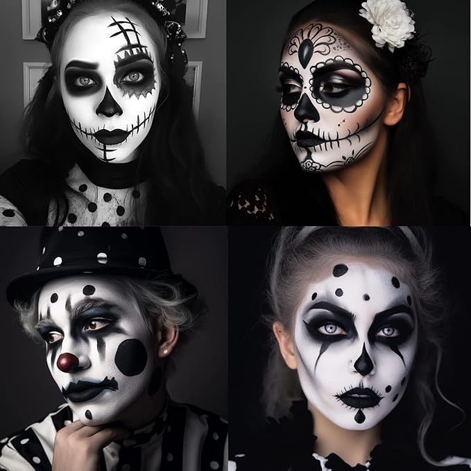 BOBISUKA Black Face Body Paint Stick, Eye Black Sticks for Sports Baseball Softball Football, Waterproof Eyeblack Painting Kit for Halloween Skeleton Skull SFX Cosplay Special Effects Costume Makeup