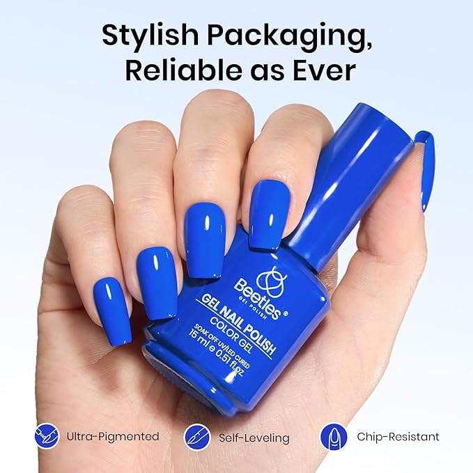 beetles Blue Gel Polish - 15ML One Color One Bottle Royal Blue Gel Polish Soak off Uv Led Lamp Nail Art Colorful Bottle All Season Manicure