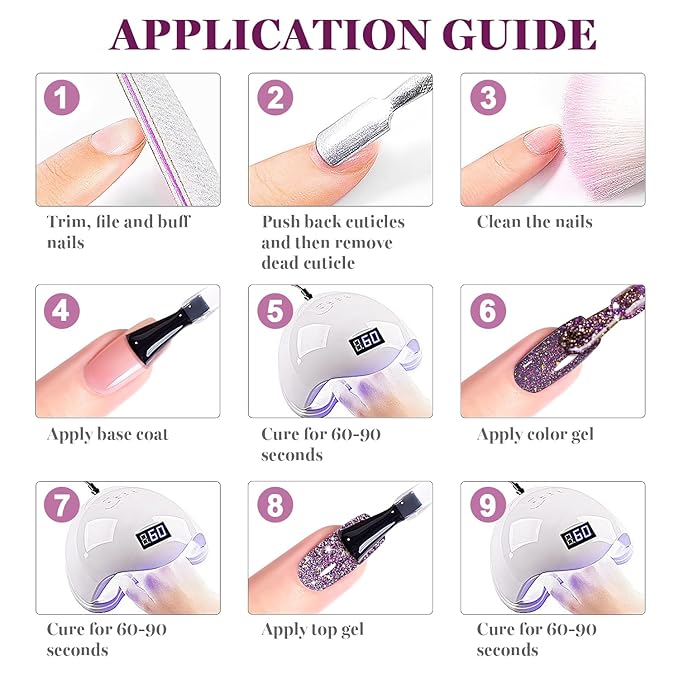 RARJSM Dark Purple Reflective Glitter Gel Nail Polish Holographic Rainbow Iridescent Sparkle Flash Diamond Shimmer LED UV Soak Off Gelpolish Nail Art Manicure Salon DIY at Home 1pcs 7.5ml