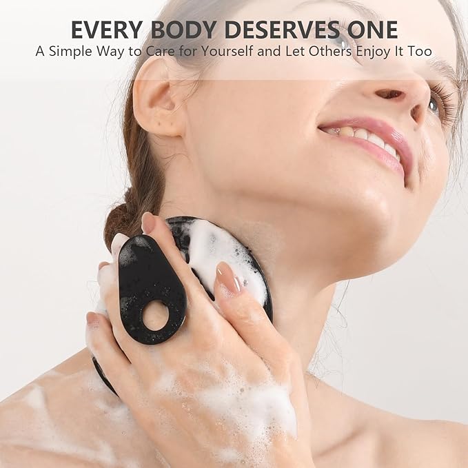 Silicone Body Scrubber with Scrub Net Set, BEAUTAIL 4 Pack for Rich Lather, Deep Cleansing, and Exfoliation – Durable, Easy to Clean, Gentle or Firmer Options – 2 Brushes (BK+BL), 2 Scrub Nets (GY+BL)