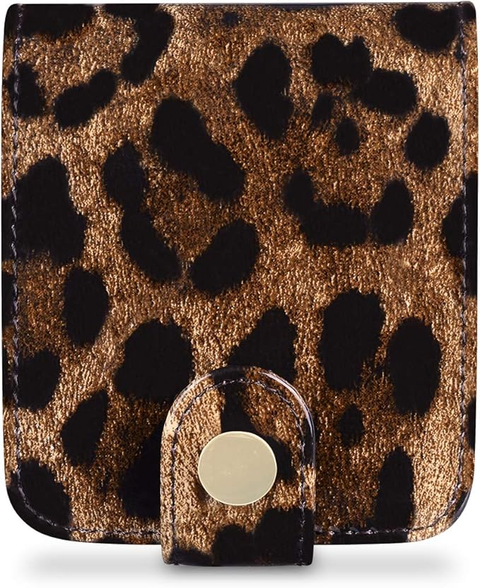 Cockatoo Leather Lipstick Case with Mirror Makeup Holder Portable Small Cosmetic Bag for Women More Colors