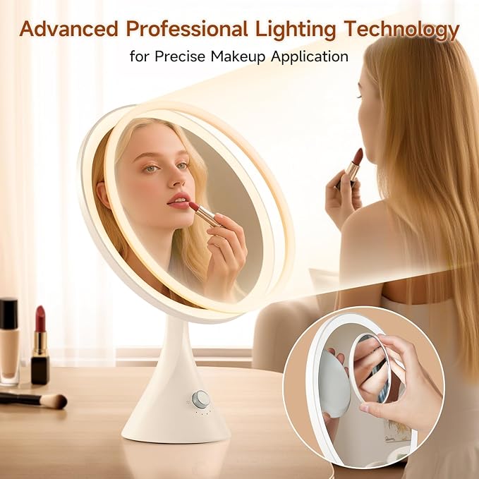 Lighted Makeup Mirror with Magnification Electric Plug in, 7X Magnifying Lighted Vanity Makeup Mirror with Led Lights
