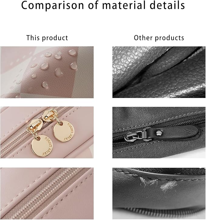 RIGHT AWAY Checkered Makeup Bag for Purse,Small Cosmetic Bag Organizer for Women, Travel Make Up Pouch Waterproof Toiletry Bag Cute Makeup Case for Travel Accessories(Pink Checkerboard)