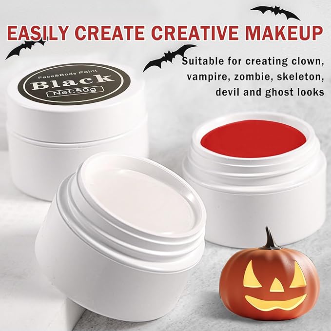 Clown Makeup Kit,Red Black and White Face Painting Kit Professional,Clown Face Paint Halloween Makeup Kit with Brushes,Oil Based Body Paint for Adults,Joker Vampire Zombie Makeup