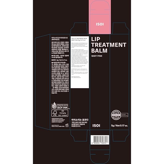 ISOI Bulgarian Rose Lip Treatment Balm (Baby Pink), Tinted Balm for Dry Lips, Korean Skincare (0.18 oz, 5g)