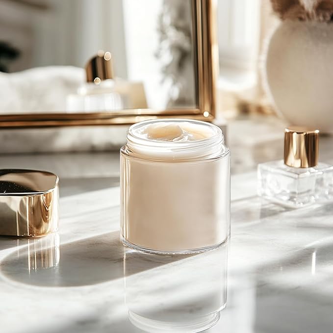 4 oz Clear Glass Jars with Lids - 32 Pack Leakproof Cosmetic Containers with Inner Liners, Wide-Round Smooth Mouth, Sealable for Creams, Lotions, Essential Oils, Body Butter, Travel Samples