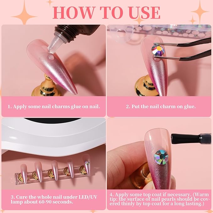 FANDAMEI Nail Charms and Gems, Charms for Nails Design, Nail Art Charms, Nail Design Kit, Rhinestones for Nails, Nail Gems, Bow Charms for Nails, 3D Flowers for Nails, Pearls for Nails