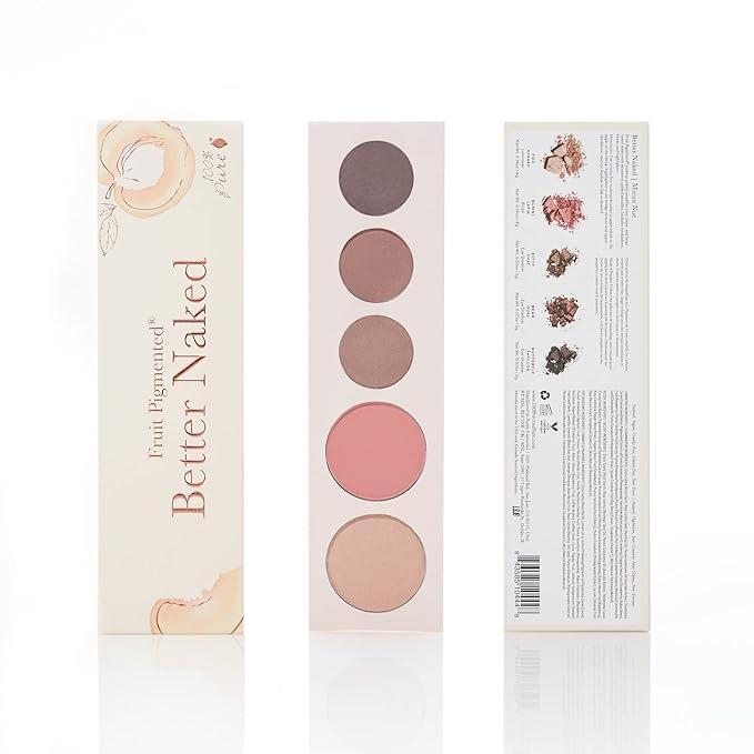100% PURE Better Naked Makeup Palette All in One Compact 3 Eyeshadow, Blush, Face Highlighter, Fruit Pigmented Natural Nude Neutral Look for All Skin Types - Vegan (Soft Rose, Taupe, Beige Tones)