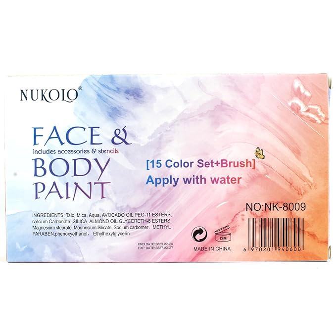 Face Painting Kit for Kids Adults, Water Activated Body Face Paint, 15 Colors Water Based Facepaints Fx Makeup Palette ,Non Toxic Hypoallergenic Safe Facepaint for Halloween Party Birthday Cosplay