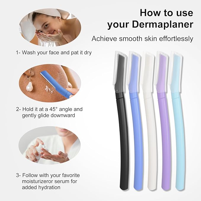 Precision Dermaplane Razor, Face Razors for Women and Men, Eyebrow Razor, Dermaplaning Tool, Peach Fuzz Remover, Skin-friendly Microblades with Protective Cap