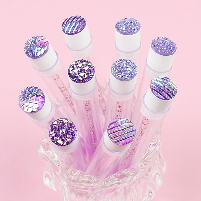20 Sets Mascara Wand Tube Diamond Eyelash Spoolies Purple Mascara Brushes Lash Brush Makeup Tool Applicator Eyelash Brush Tubes Makeup Brush (4C-Purple)