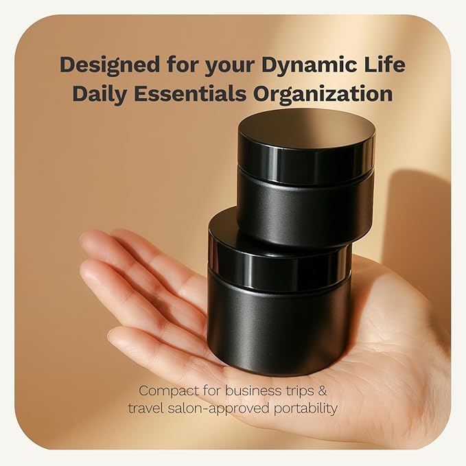 2 oz Glass Jars with Lids, Bumobum 48 pack Black Cream Jars with Black Lids, Black and White Labels & Inner Liners, Empty Cosmetic Containers for Cream, Lotion, Ointment