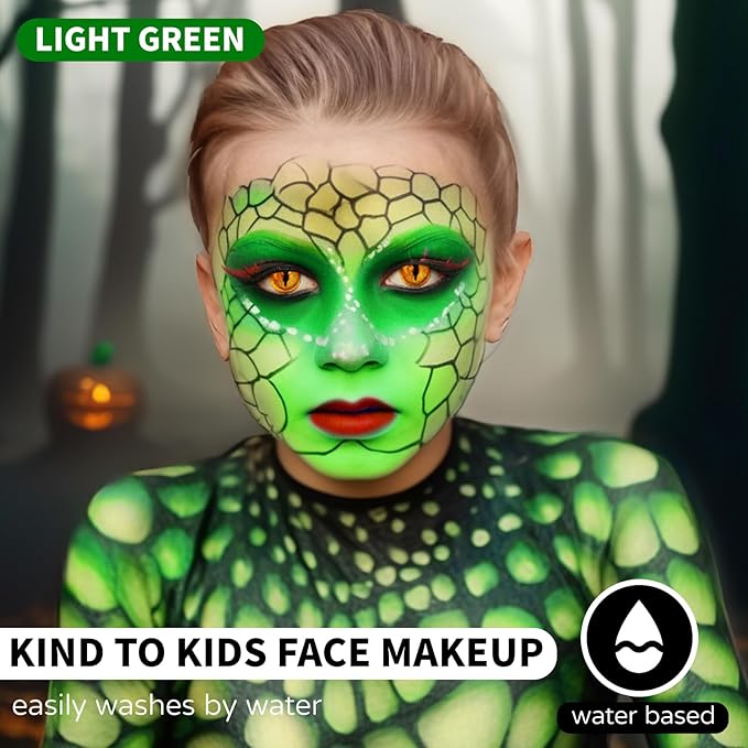 Go Ho Amazon Green Face Paint Stick,Water Based Cream Green Body Paint Washable,Highly Pigmented,Smooth and Safe for Skin,Halloween Costumes Cosplay SFX Hulk Witch Makeup