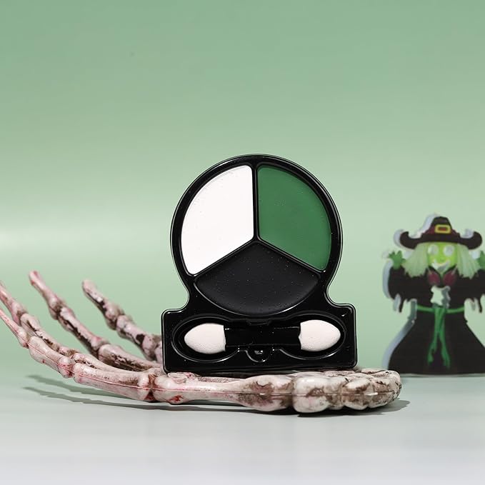 White Black Green Face Body Paint with Applicator, Oil Based Face Painting Kit for Zombie, Monster, Witch Halloween Makeup, Cosplay, Costume, SFX Special Effect and Parties - Compact, Travel Size